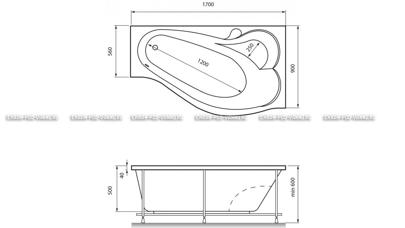 Акриловая ванна Relisan Isabella 170x90x60 – купить по цене 24130 руб. в интернет-магазине в городе Краснодар картинка 13