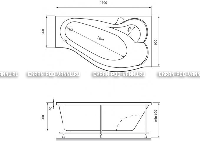 Акриловая ванна Relisan Isabella 170x90x60 – купить по цене 24130 руб. в интернет-магазине в городе Краснодар картинка 4