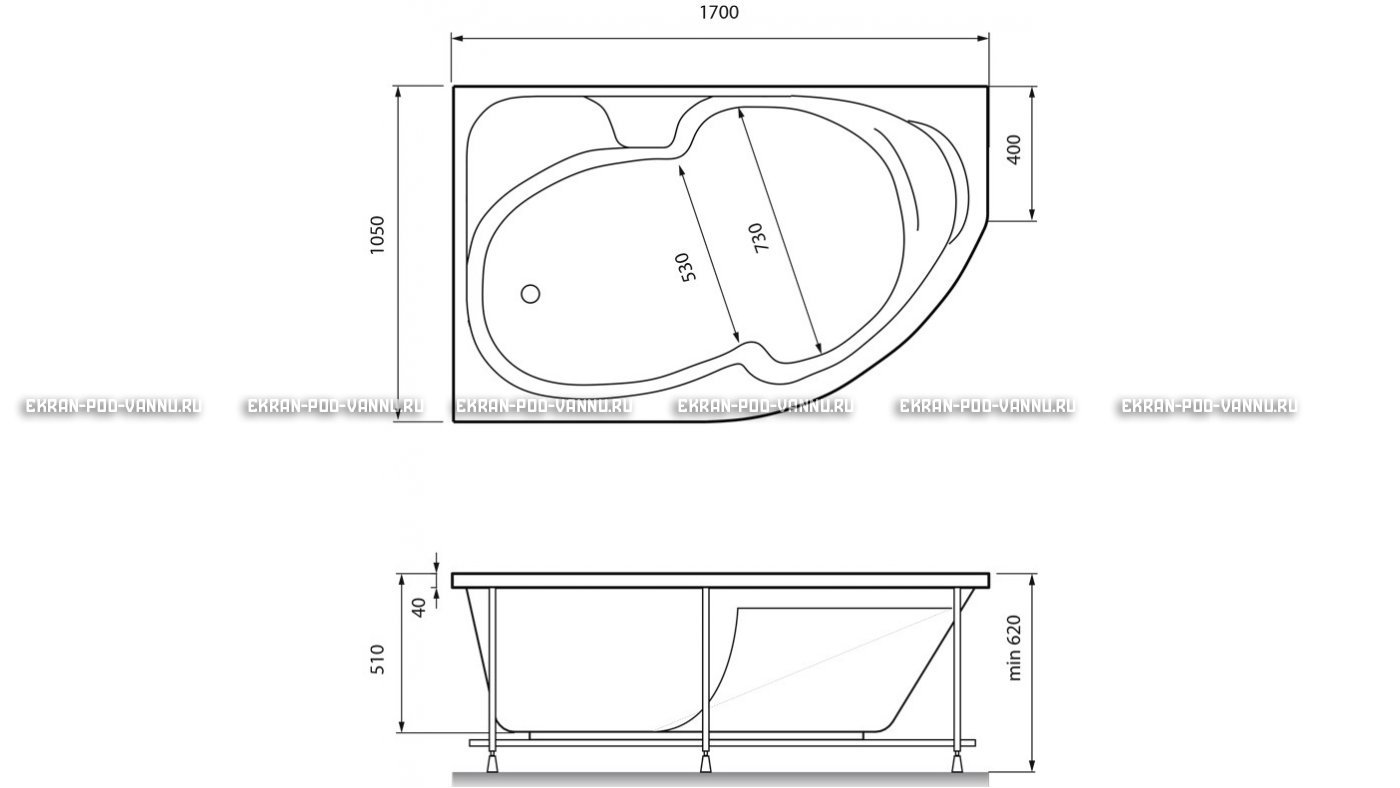 Акриловая ванна Relisan Sofi 170x105 – купить по цене 23480 руб. в интернет-магазине в городе Краснодар картинка 13