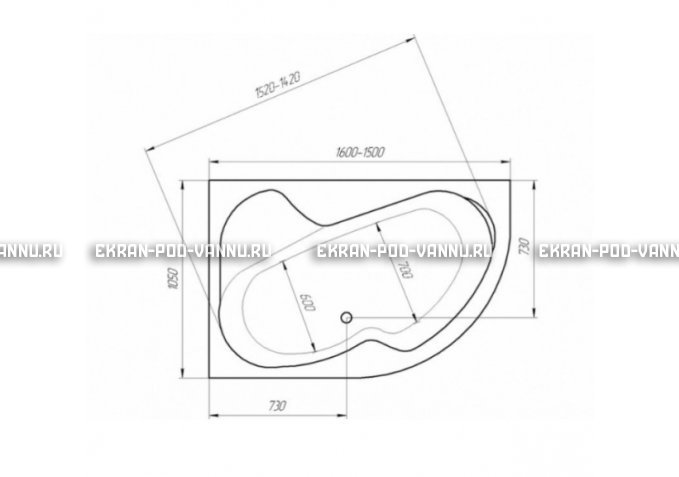Акриловая ванна 1MarKa Aura 150x105 – купить по цене 16250 руб. в интернет-магазине в городе Краснодар картинка 3