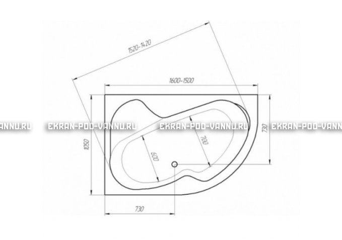Акриловая ванна 1MarKa Imago 160x105 – купить по цене 16700 руб. в интернет-магазине в городе Краснодар картинка 3