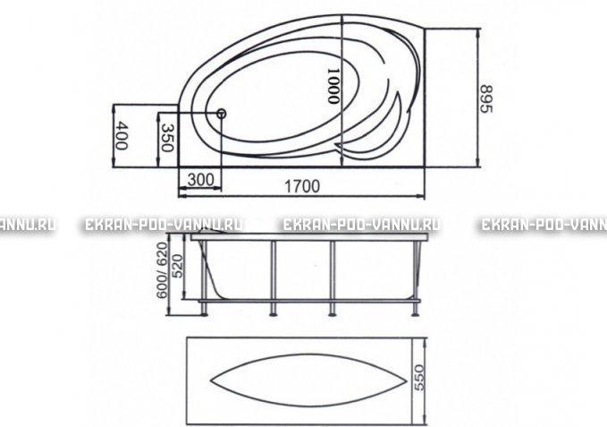 Акриловая ванна 1MarKa Julianna 170x100 – купить по цене 21320 руб. в интернет-магазине в городе Краснодар картинка 3