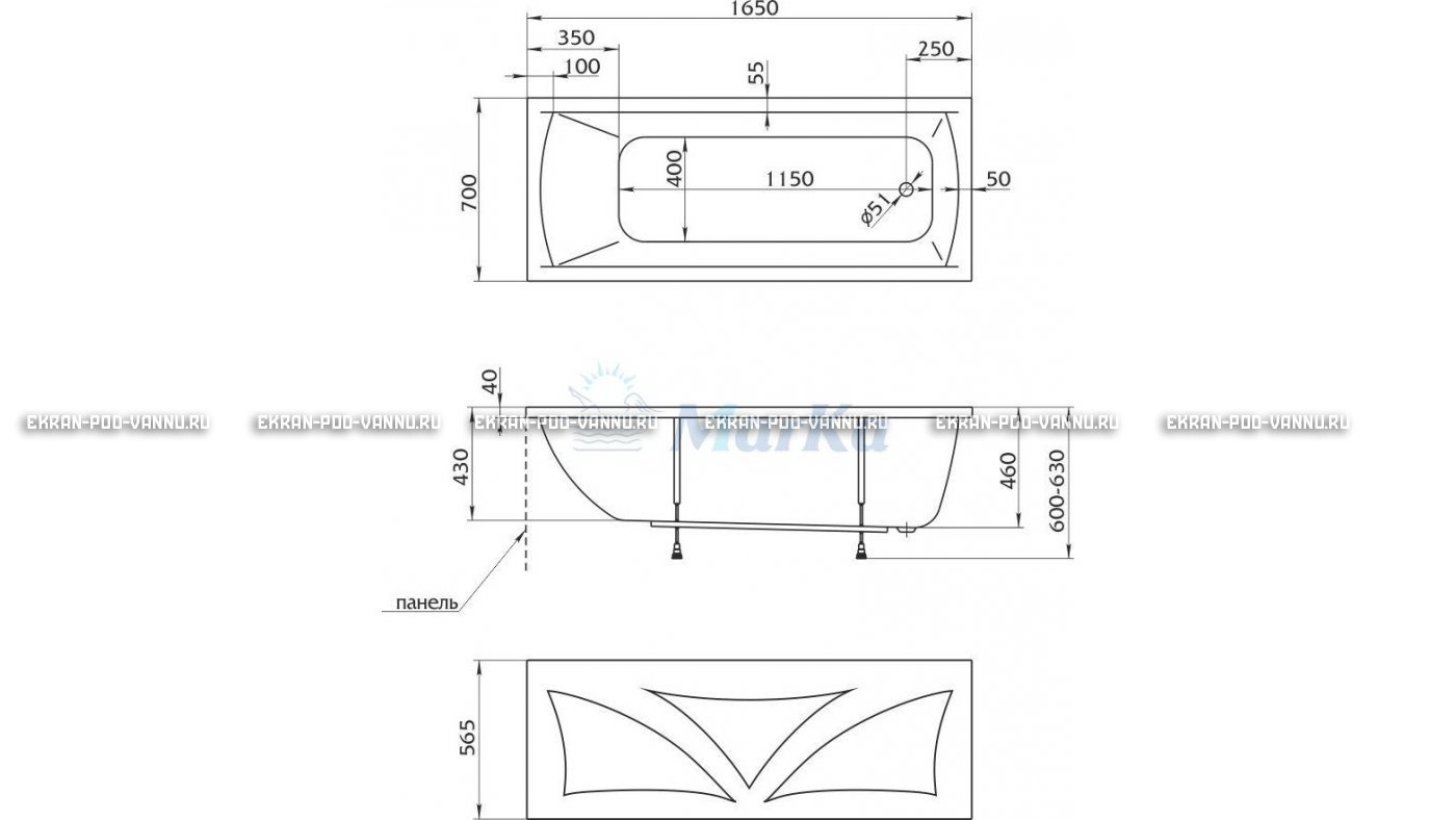 Акриловая ванна 1MarKa Modern 165x70 – купить по цене 9810 руб. в интернет-магазине в городе Краснодар картинка 16
