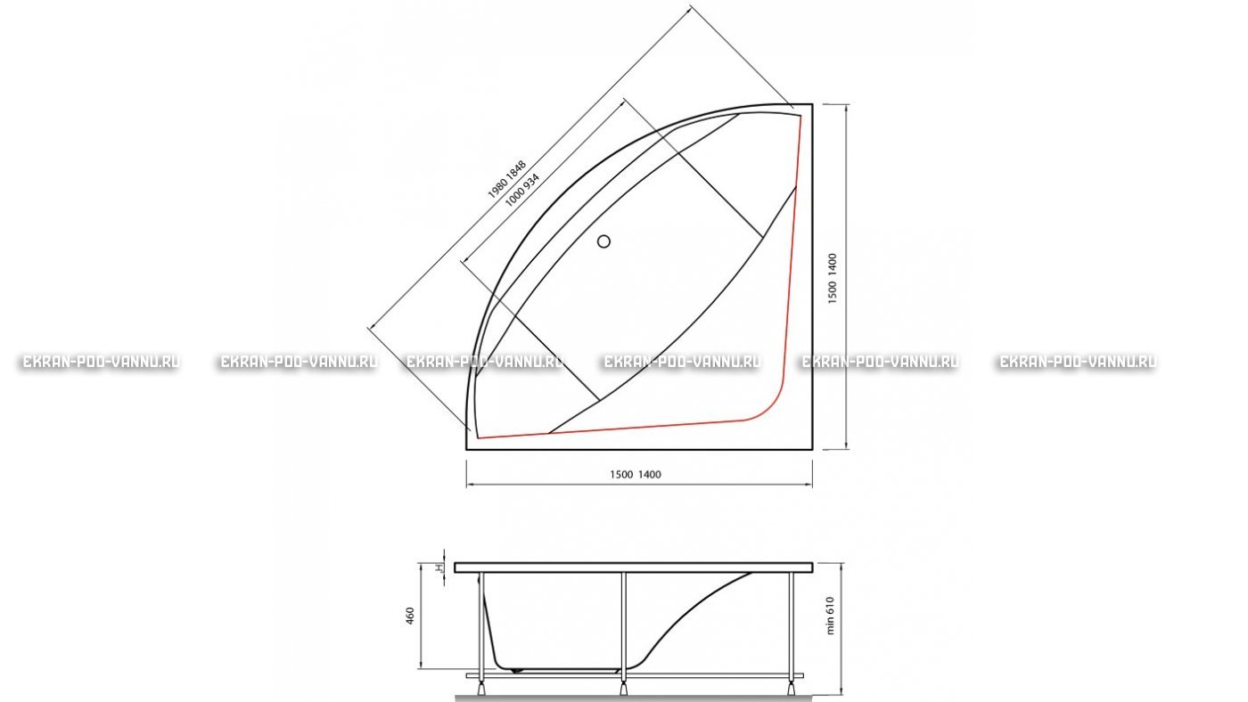 Акриловая ванна Vayer Boomerang 140x140 – купить по цене 53070 руб. в интернет-магазине в городе Краснодар картинка 15