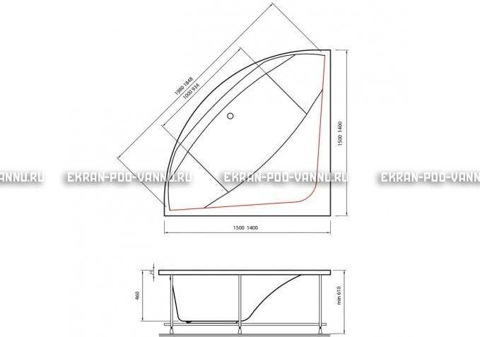 Акриловая ванна Vayer Boomerang 140x140 – купить по цене 53070 руб. в интернет-магазине в городе Краснодар картинка 4