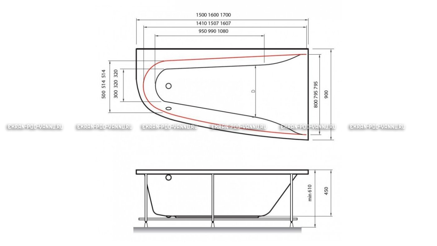 Акриловая ванна Vayer Boomerang 160x90 – купить по цене 52780 руб. в интернет-магазине в городе Краснодар картинка 10