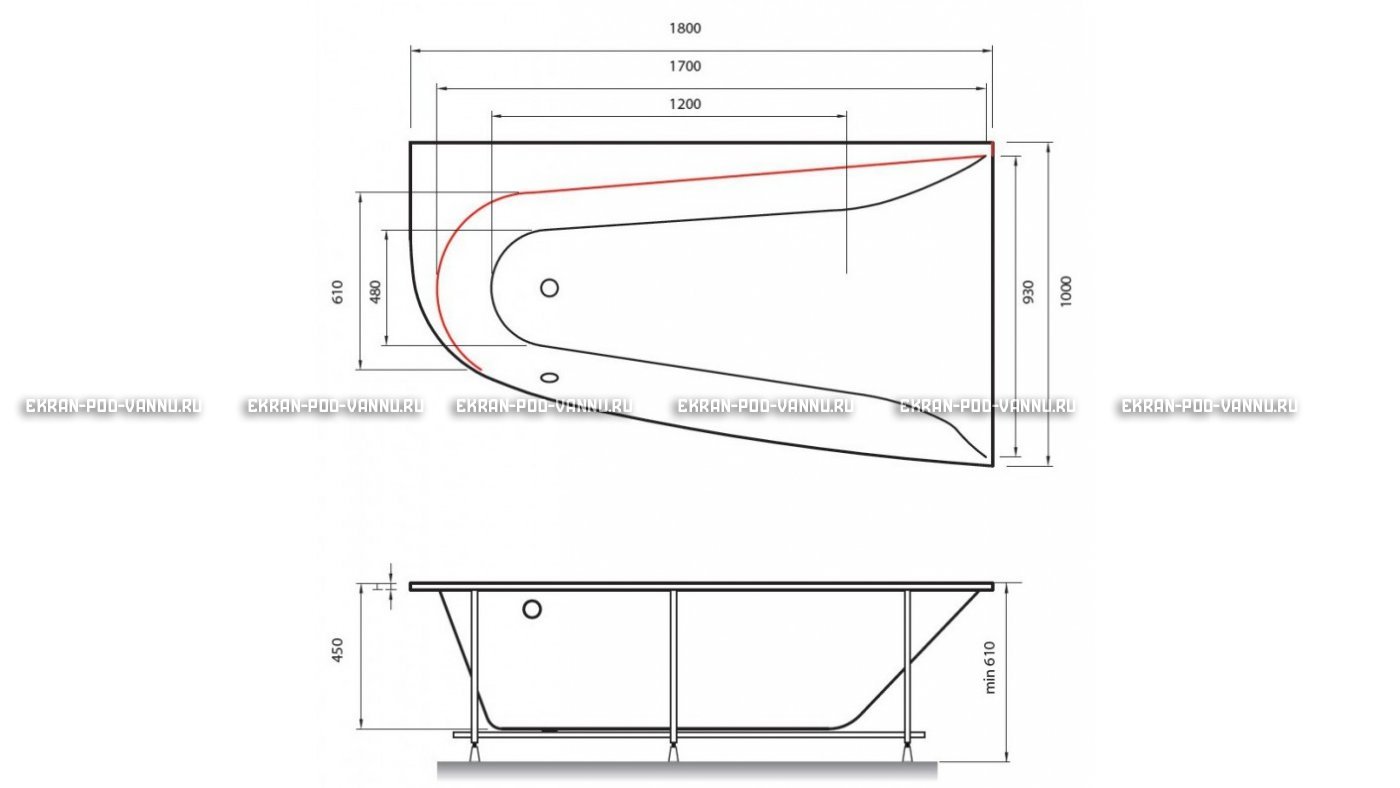 Акриловая ванна Vayer Boomerang 180x100 – купить по цене 53030 руб. в интернет-магазине в городе Краснодар картинка 13