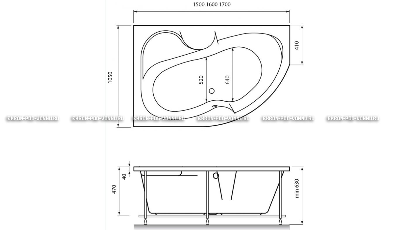 Акриловая ванна Vayer Azalia 170x105 – купить по цене 28800 руб. в интернет-магазине в городе Краснодар картинка 16