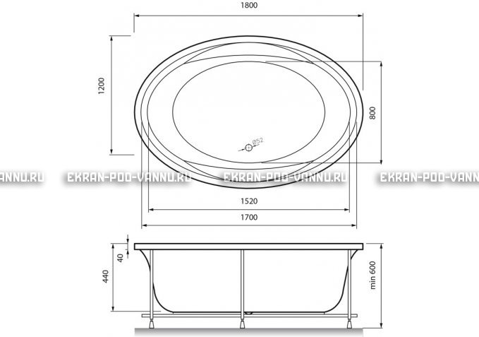Акриловая ванна Vayer Opal 180x120 – купить по цене 33850 руб. в интернет-магазине в городе Краснодар картинка 4