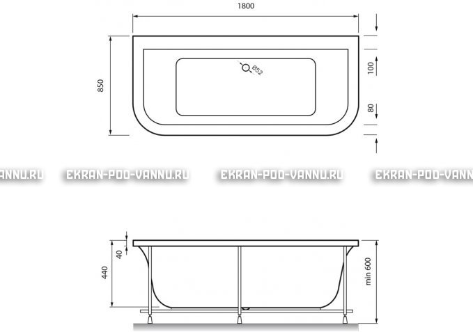 Акриловая ванна Vayer Options BTW 180x85 – купить по цене 25880 руб. в интернет-магазине в городе Краснодар картинка 4